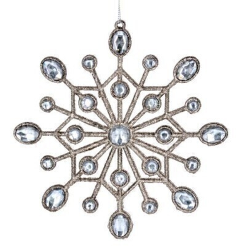 This beautiful diamante and silver snowflake Christmas tree hanging decoration is by Designer Gisela Graham. This fesive hanging ornament by Gisela Graham will delight for years to come. It will compliment any Christmas Tree and will bring Christmas cheer to children at Christmas time year after year. Remember Booker Flowers and Gifts for Gisela Graham Christmas Decorations. 